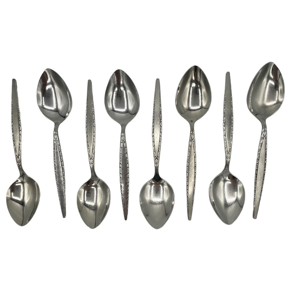 VENETIA 8 Soup Spoons Oneida Community Stainless Flatware 7"